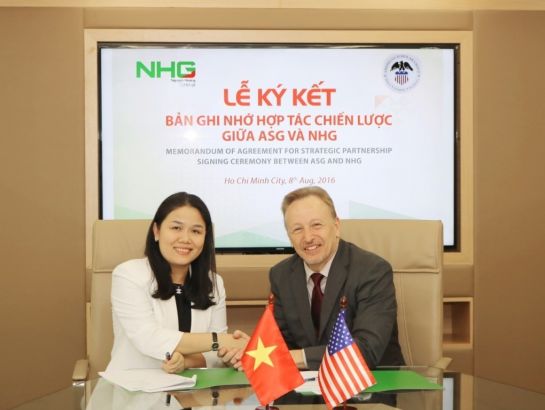 NHG và ASG ký kết biên bản ghi nhớ về quan hệ hợp tác chiến lược, ngày 30/8/2016 tại văn phòng NHG