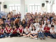 Students of Hong Bang International University (HIU) and International School of North America visiting Xuan Loc nursing home, Dong Nai province.