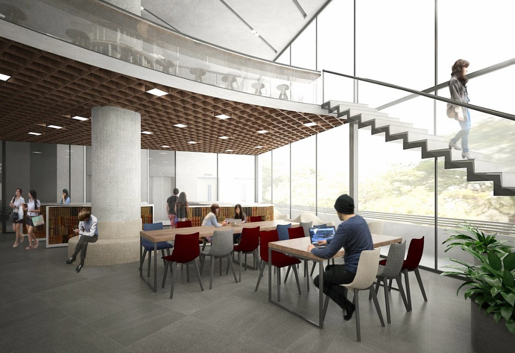 Perspective of library in HIU tower.