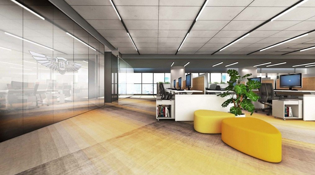 Glass walls make the office rooms clear and friendly in administrative relationships