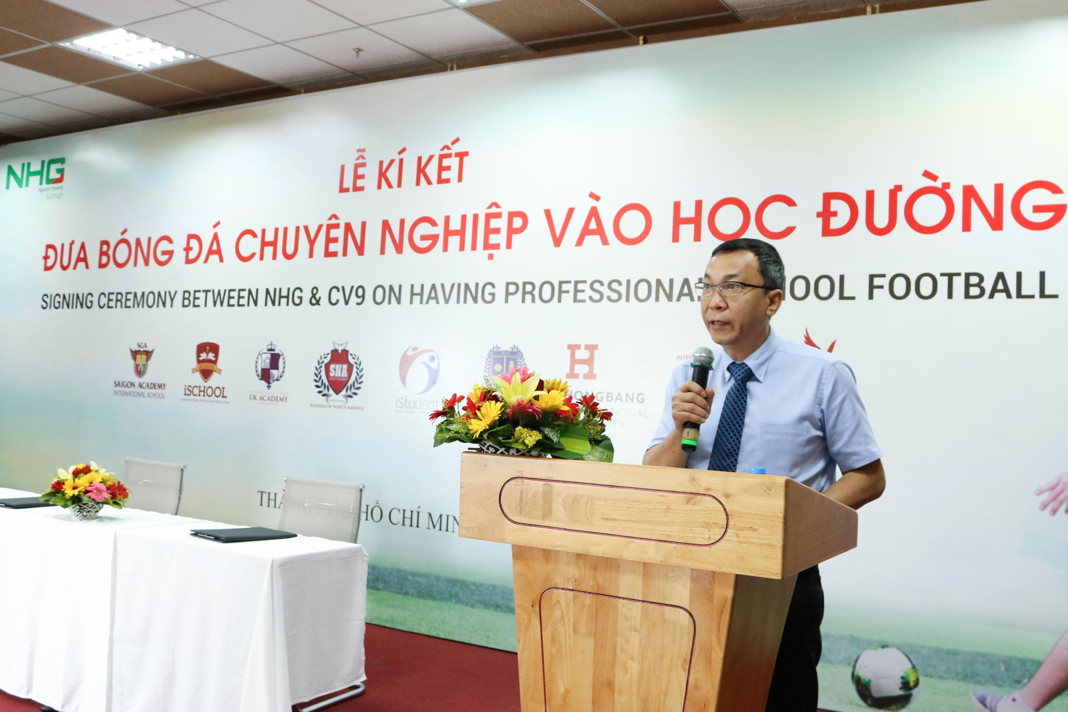 Mr. Tran Quoc Tuan, Vice President of Vietnam Football Federation (VFF) speaking at the signing ceremony.