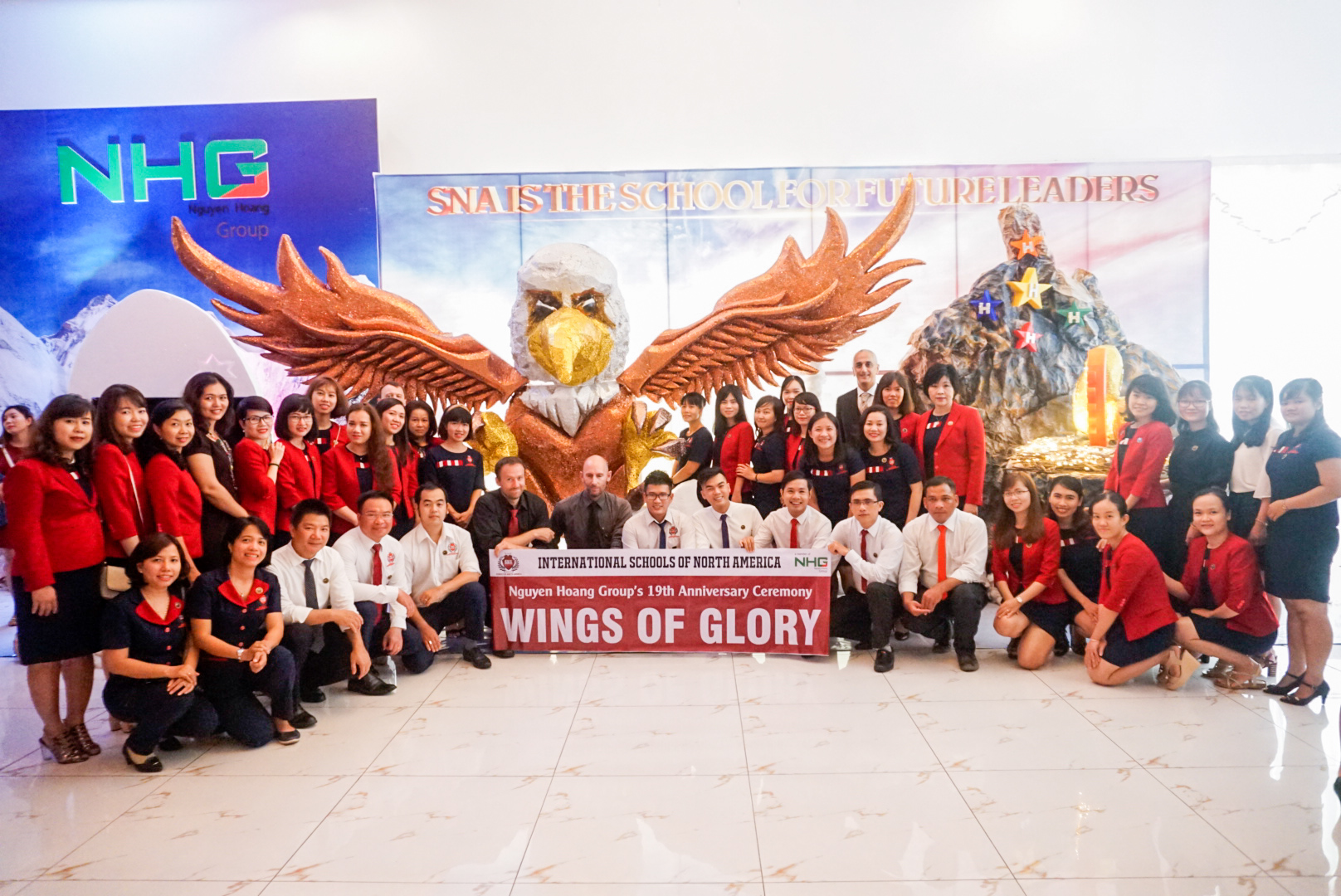 SNA's artwork winning the First prize of "Together Building Eagle Nest" Contest: By the image mighty Eagle spreading its wings, SNA affirms to train the future leaders with all factors of Mind – Intelligence – Ability.