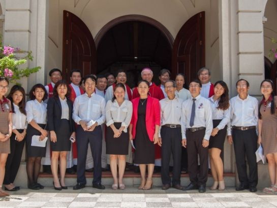 Bishop Joshep Dinh Duc Dao visited UK Academy on August, 30th, 2016 and had a conversation with the management and students