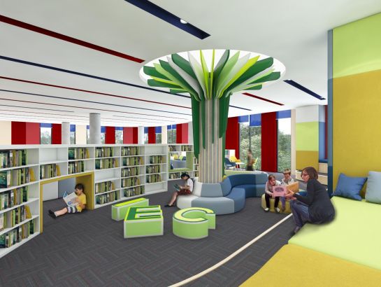 Perspective of the library at the central admin block of IEC Quang Ngai.